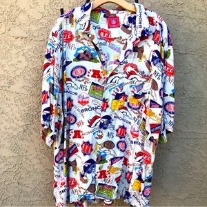 NFL Denver Broncos All Over Print Hawaiian Vintage Camp Shirt Sz XL